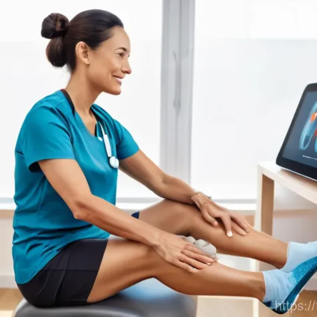 물리치료사의 실무 활용 노하우 - **Prompt:** A female physical therapist in her late 30s, with a warm and professional expression, is...