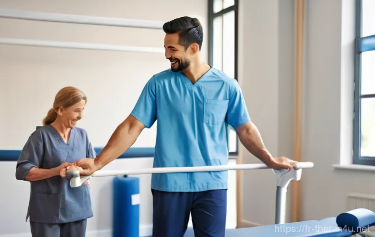 물리치료사의 취업 전 포트폴리오 - **Prompt:** A professional and friendly female physiotherapist, in her early 30s, dressed in smart, ...